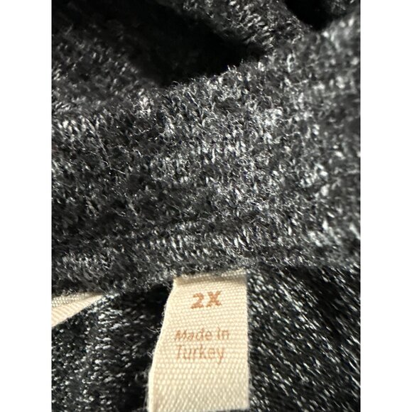 Soft Surroundings Womens 2X Black Heathered V-Neck Long Sleeve Sweater - Picture 5 of 7